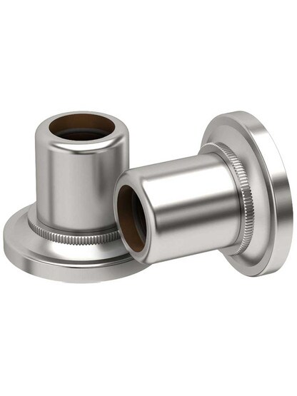 Tiara Shower Curtain Rod Ends in Satin Nickel.